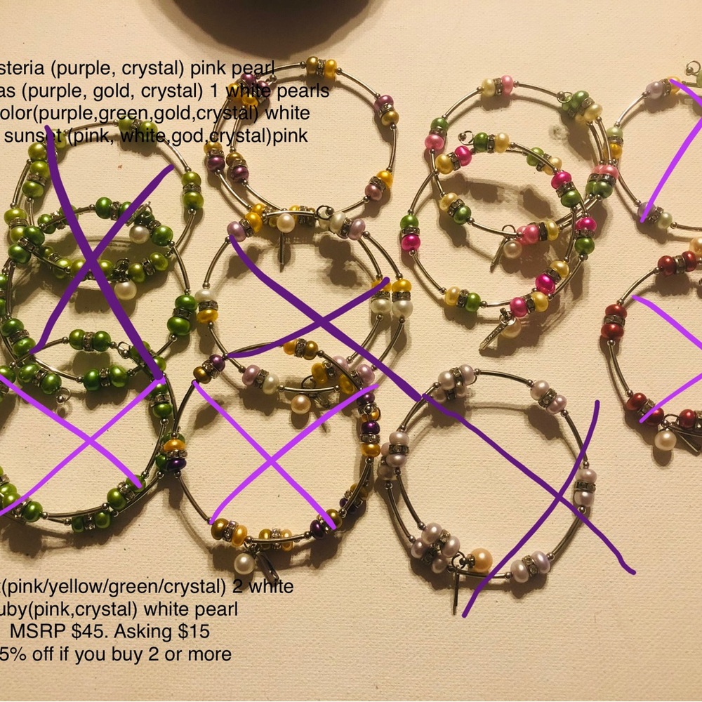 Vantel Pearls Chic to chic wrap bracelets.